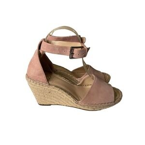 Vince Camuto Pink Suede Leather Leera Espadrille Jute Wedge Sandals 8.5 US